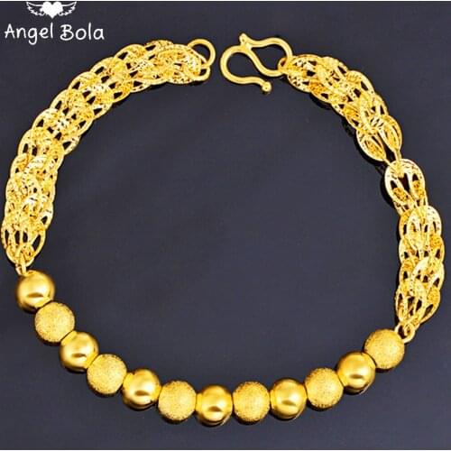 Fashion Minimalist Gold Round Bead Jewelry Bohemian Muslim Wedding Gathering Party Holiday Gift Cuban Womens Bracelet