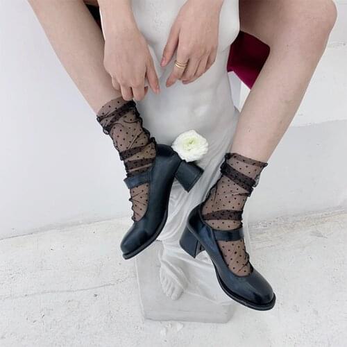 Fashion Polka Dots Socks Women Long Transparent Socks Multra-thin Tulle Socks Female Chffion Sock Summer Dress Calcetines