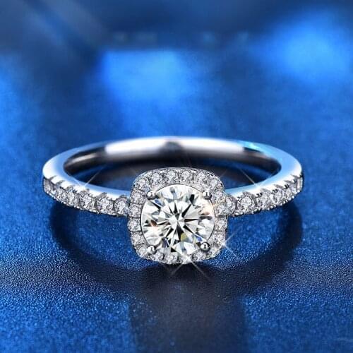 Moissanite Ring 3g 1ct White Diamond US No 5 6 7 8 925 Silver Rings For Women Wedding Party Classic Square Fashion Jewelry