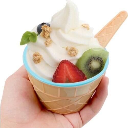 Sunshine Plastic Ice Cream Dessert Spoon Set Sundae Bowl Child Gift Cup