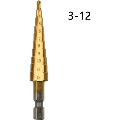 3-12mm HSS Steel Titanium Step Drill Bit Set Drill For Metal Cone Hand Tool Step Cone Cutt Woodworking
