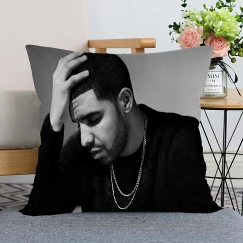 Custom Decorative Pillowcase Aubrey Drake Graham Square Zippered Fabric Pillow Cover 35X35,40x40,(One Side)