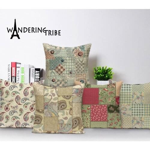 Farmhouse Cushion Covers Flower Bohemian Home Decor Pillow Cases Linen Sofa Decorative Cushions 45 X 45 Cm Throw Pillow Covers