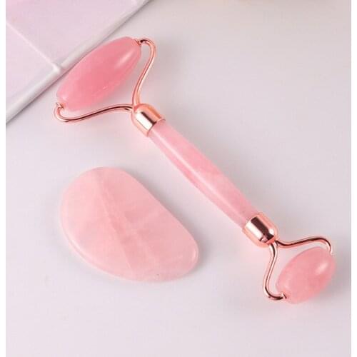Jade Stone Rollers Massager Slimming Chin Lift Up Facial Facial Beauty Roller Skin Care For Face Pink Quartz Natural Stone