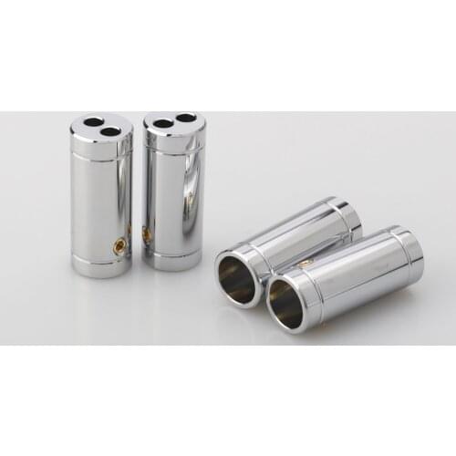 New 4 pcs chrome Plated Speaker Cable Audio Cable Wire Pants Boots Y splitter 1 to 2 10MM Cable Pants