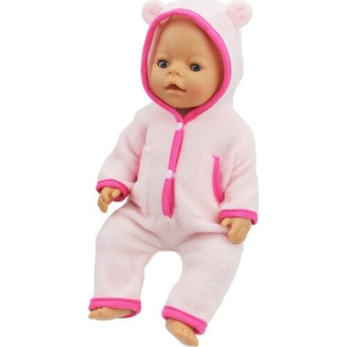Clothes for doll fit 43cm baby new born doll Striped casual Siamese clothes