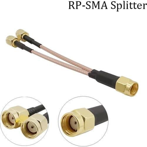 Y-Type RP-SMA Splitter Network Card Connector RP-SMA Male Mount to Dual RP SMA Male Jack RG316 Pigtail Cable WiFi Antenna Adapte
