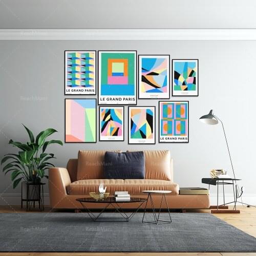 Hidden beautiful prints, Grand Paris n°1 original abstract artwork, color block wall art, architectural printing generation art