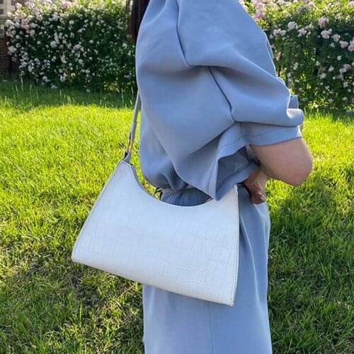 Retro Underarm Bag Crocodile Pattern Clutch Bag Trendy Leather Shoulder Tote Handbag Fashion Ladies Zipper Shoulder Bag