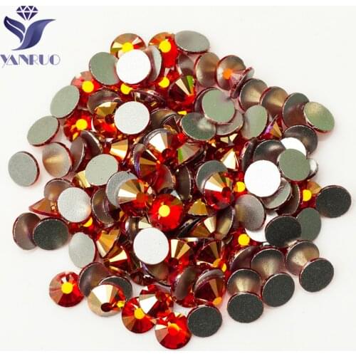 YANRUO 2058NoHF Siam AB Red Stones Non Hot Fix Rhinestones Glass Crystals Clothes Crystal applique for dress Decoration Beads