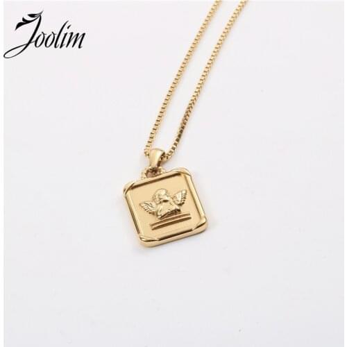 Joolim Jewelry PVD Gold Finish Roman Mythology Angel Pendant Necklace Stylish Stainless Steel Necklace
