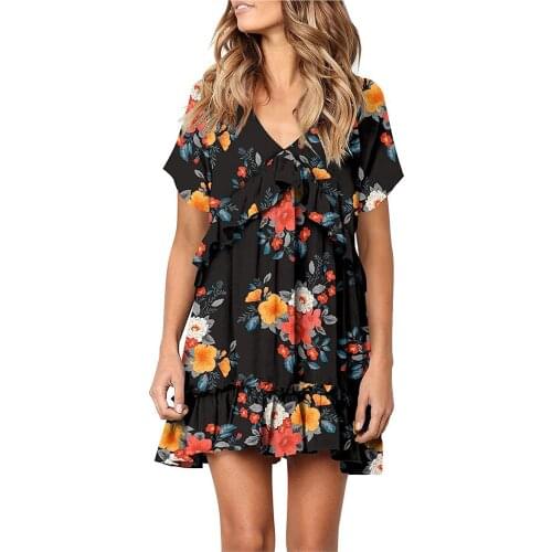 Women Casual Dresses Summer 2021 Cotton Dress For Women Short Sleeve Loose Dress Fashion Women Plus Size Dress Flora Robe Femme