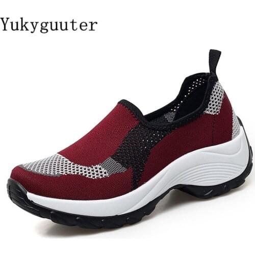 Woman Sports Running Shoes Outdoor Summer Breathable Quick Drying Lightweight Athletic Mesh Sneakers Slip On Height Increasing