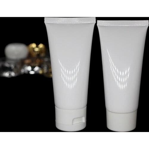 100pcs 60g white Refillable Tube Empty Cosmetic Bottle Soft Tube with Cap Travel Squeeze Make Ups Container Refillable Bottles