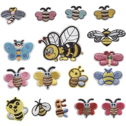 100pcs/lot Small Embroidery Patch Little Bee Animal Kids Clothing Decoration Sewing Accessories Diy Iron Heat Transfer Applique