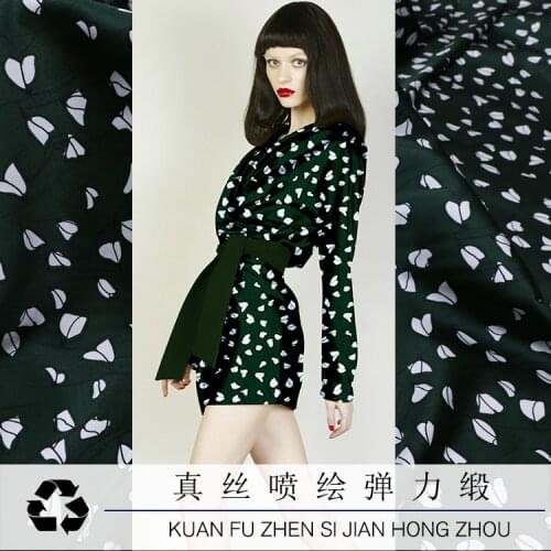 108cm digital printed silk fabric meter silk stretch satin fabric 19 mm cheongsam dress spandex fabric wholesale silk cloth