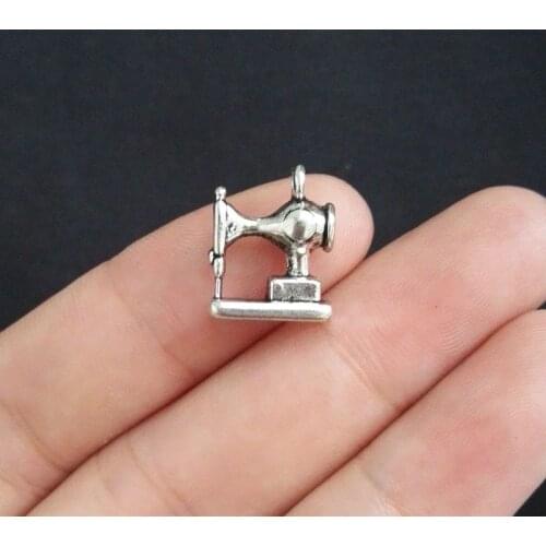 20Pcs 12*12mm Antique Silver Sewing Machine Charm Pendant Jewelry Making