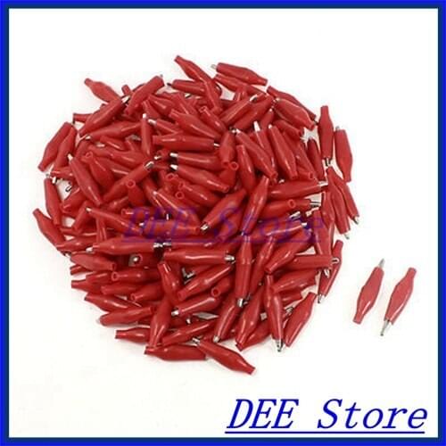 200 Pcs Red Insulating Boot Electrical Alligator Test Clips 26mm