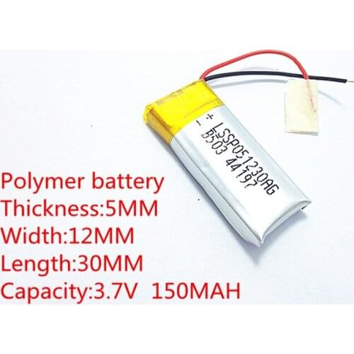 3.7V 150mAh 501230 Lithium Polymer Li-Po Rechargeable Battery For DIY Mp3 GPS headphone headset