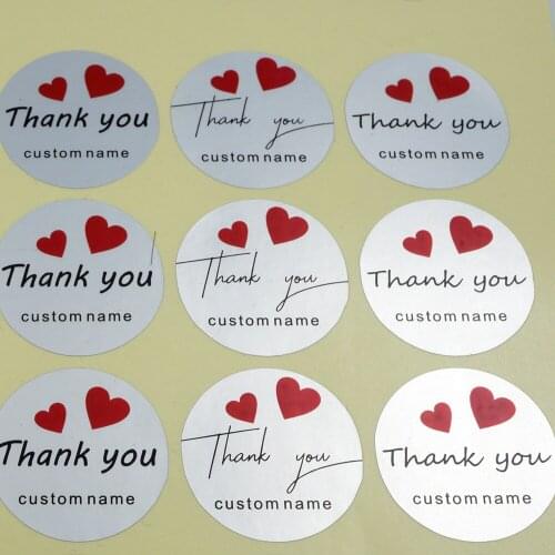 48Pcs Thank You Sticker DIY Hand Made Custom Label Personalized Round Wedding Stickers For Gift Cake Baking Envelope Sealing