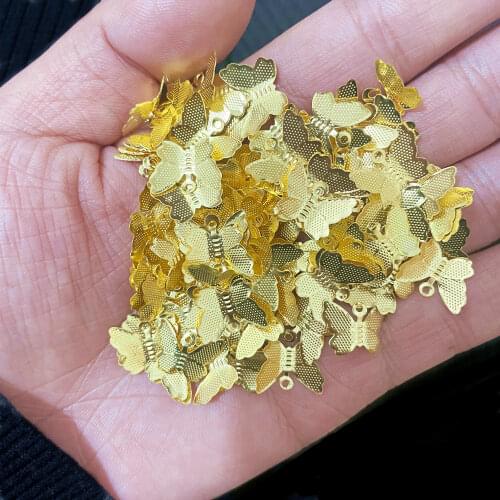 100Pcs/lot 11mmx13mm Copper Butterfly Charms Earrings Pendant Connectors For DIY Jewelry Making Accessories Findings Supplies