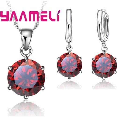 7 Color Romantic Trendy Jewelry Set Unique Design Round CZ Wedding Jewelry Sets For Brides 925 Sterling Silver Jewelry