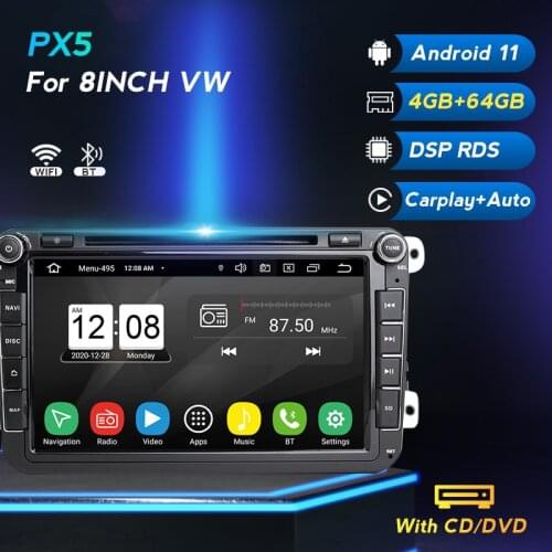8inch Car Multimedia GPS Navigation DVD Radio Player For VW Volkswagen Skoda Golf Gatta Seat Built-in DSP Carplay Android Auto