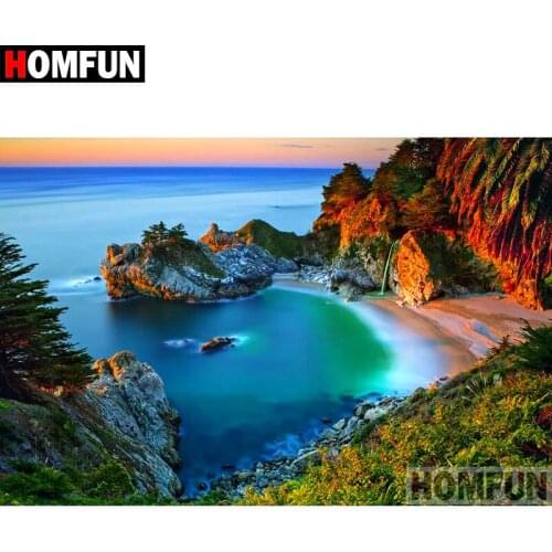 HOMFUN 5D DIY Diamond Painting Full Square/Round Drill "Sea scenery" 3D Embroidery Cross Stitch gift Home Decor A01837