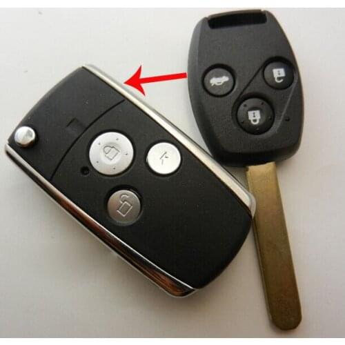 3 Buttons Modified Flip Remote Key Shell for Honda CRV Fit Accord Pilot Civic FOB Key Case Blanks