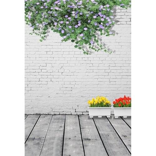 Floral decor Brick wall Photography Backgrounds backdrops wood floor Photo Backdrops For wedding Photo Studio Photophone S-3130