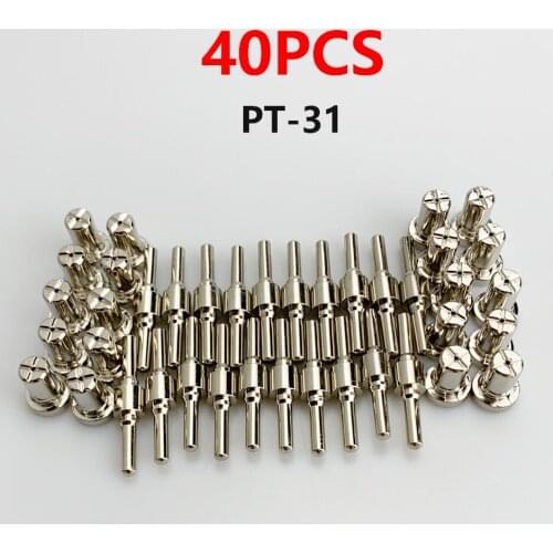 40pcs PT31 40A Plasma Cutting Torch Consumable Cutter Extended Long Plasma Cutter Kit Plasma Torch Tip Electrode Nozzle