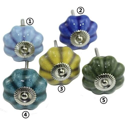 European Antique Ceramic Handle Chinese Pumpkin Head Prints Knobs Door Handles Cupboard Drawer Kitchen Modern Pull Knob,1PC