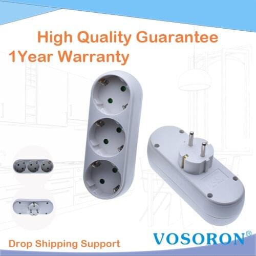 European Conversion Plug 1 TO 3 Way Socket Adapter EU Standard Power Adapter Socket 16A Travel Plugs AC 110~250V