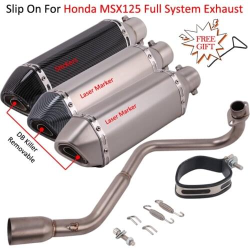 Motorcycle Full Exhaust System Escape Modified Front Middle Link Pipe DB Killer Muffler 51mm Slip On For Honda MSX125 MSX-125