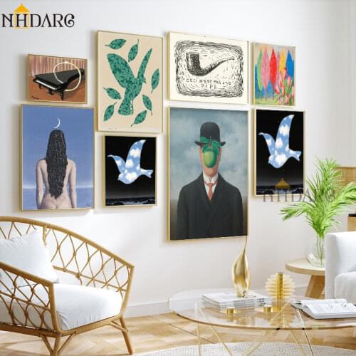 Rene Magritte Exclusive Combination of Light Luxury Vintage Series Canvas Print Painting Poster Wall Picture for Home Decor