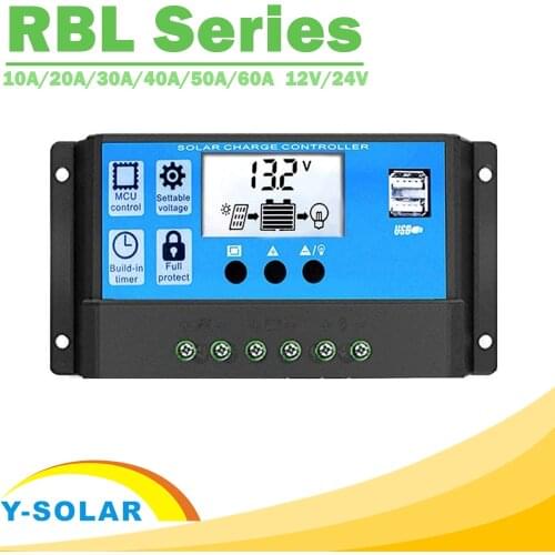 Y-SOLAR PWM 60A 50A 40A 30A 20A 10A Solar Charge and Discharge Controller 12V 24V Auto LCD Solar Regulator with Dual USB 5V NEW