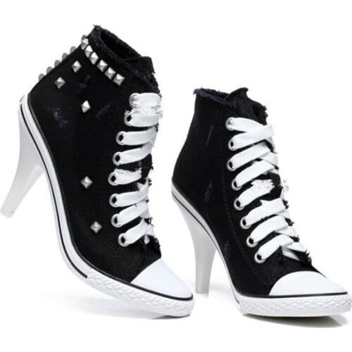 Sneakers Platform Dropshipping 2019 New Lace Up High Heels Spike Women Trainers Shoes Oxfords Elevator Female