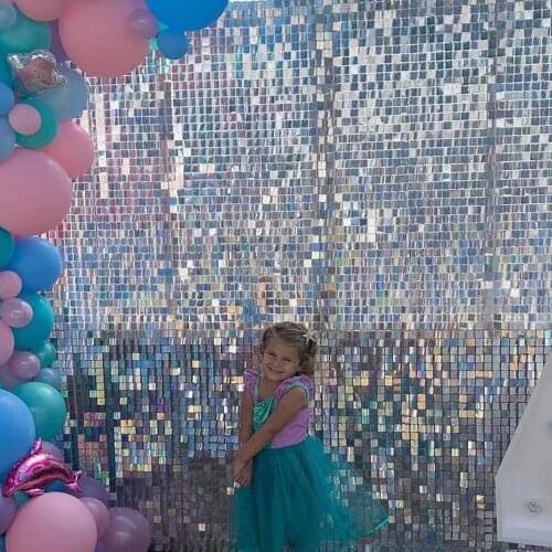 Laser Silver 3D Rainbow Sequin Shimmer Wall Backdrop Panel Iridescent Indoor Outdoor Wedding Decoration Disc Stunning Sparking