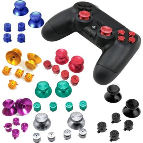 Metal Analog Joystick ThumbStick Grip Caps+ABXY Buttons Repair Part for Sony Playstation Dualshock 4 PS4 DS4 Gamepad Controller