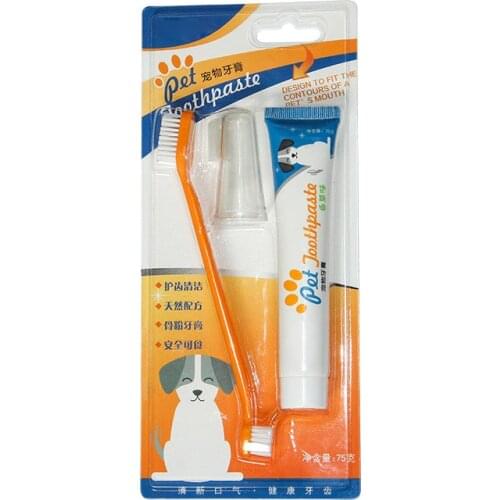 Pet Toothpaste Set with Toothbrush Finger Toothbrush Tooth Cleaning Supplies H99F