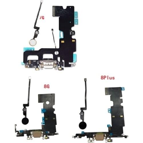 New For iPhone 7 Plus Home Button Key Return Function Solution & USB Charging Dock Charger Port Flex Cable For iPhone 8 8 Plus