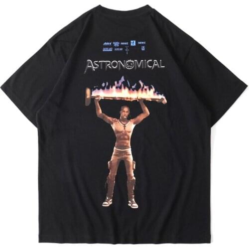 2021 Summer New Mens Fashion Tide Brand Casual Loose Round Neck Short-sleeved Cotton Character Printed T-shirt Short-sleeved