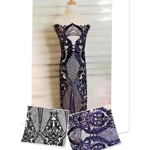 New arrival french sequins lace High quality African tulle mesh lace fabric SYJ-4926 with sequins for dress