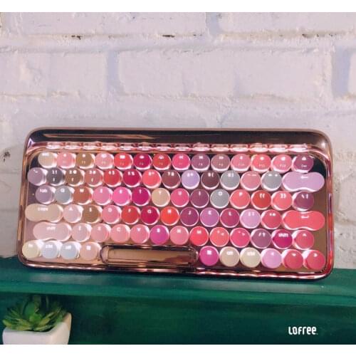 New Lofree lipstick color Rose Gold Dot Wireless bluetooth keyboard LED backlight mechanical Office game keyboard for girl