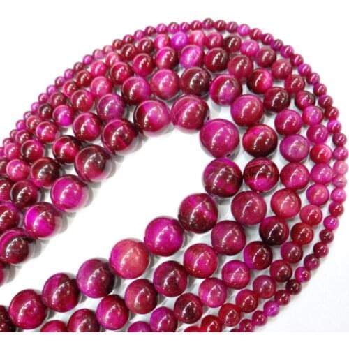 Wholesale Natural Stone Magenta Tiger Eye Agates Round 15" Strand Loose Beads 6 8 10 12MM Diy Jewelry Making Accessories