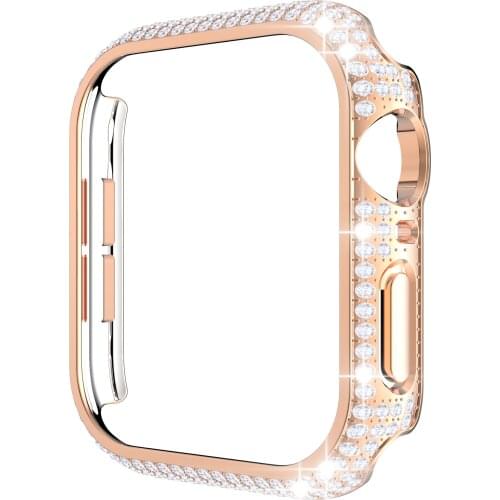 Fully Paved Diamonds Protective Bumper for Apple Watch Case 38mm 40mm 42mm 44mm Bling Case for iWatch SE Series 6 5 4 3 2 1