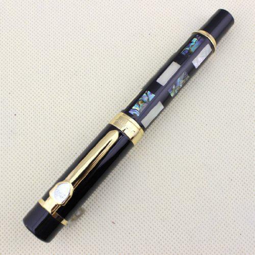 With Real Sea Shell Luxury Fountain Pen Jinhao 650 Black 18kgp Medium Nib Great Wall