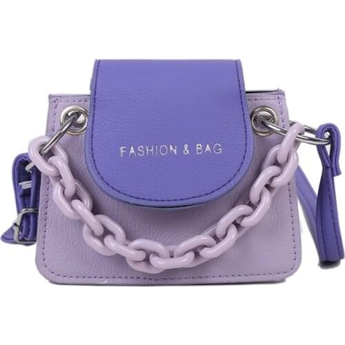 Women Girl Small PU Handbag Shoulder Messenger Acrylic Chain Crossbody Bag Satchel Tote Purse