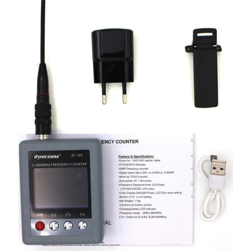 SURECOM SF-103 DMR Digital Signal Testable SF103 2MHz-200MHz/27MHz -2800MHz Portable Frequency Counter CTCCSS/DCS Meter Testable