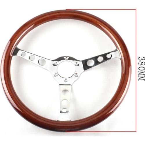 Universal 380mm 15" Inch Classic Style Wood Grain Steering Wheel
